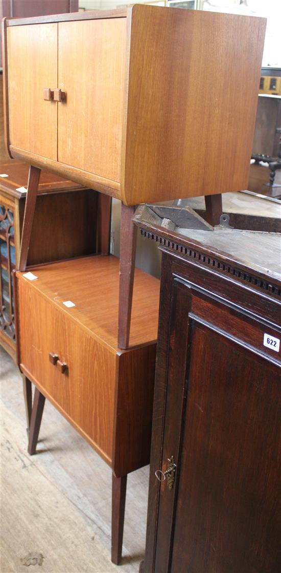 Pair teak record cabinets